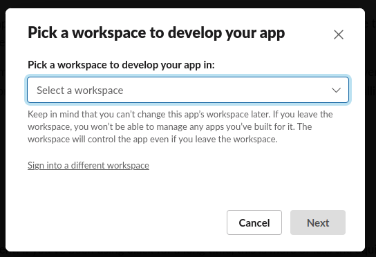 select a workspace