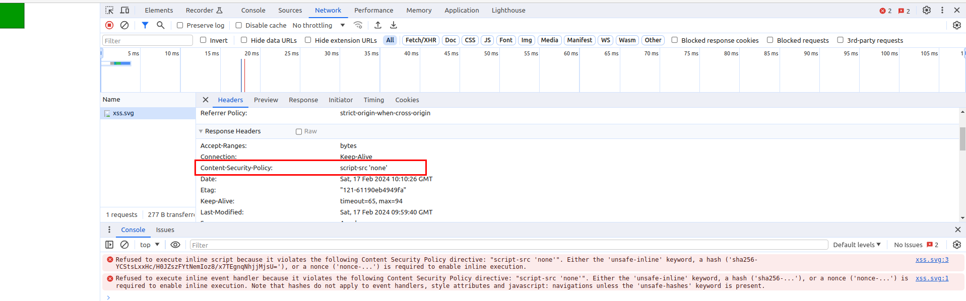 open svg in browser, scripts are not executed